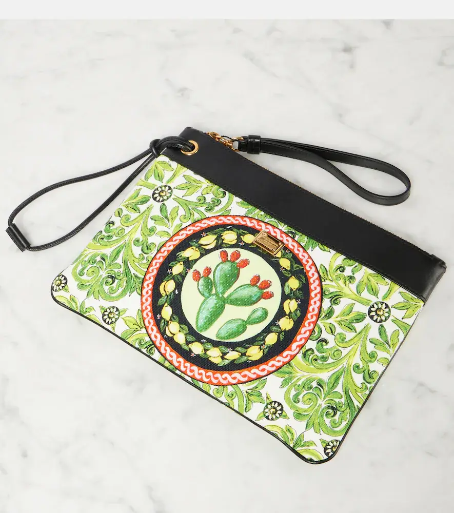 Dolce & Gabbana Printed leather-trimmed canvas pouch | Thumbnail 4 Dolce & Gabbana Printed leather-trimmed canvas pouch | Thumbnail 4