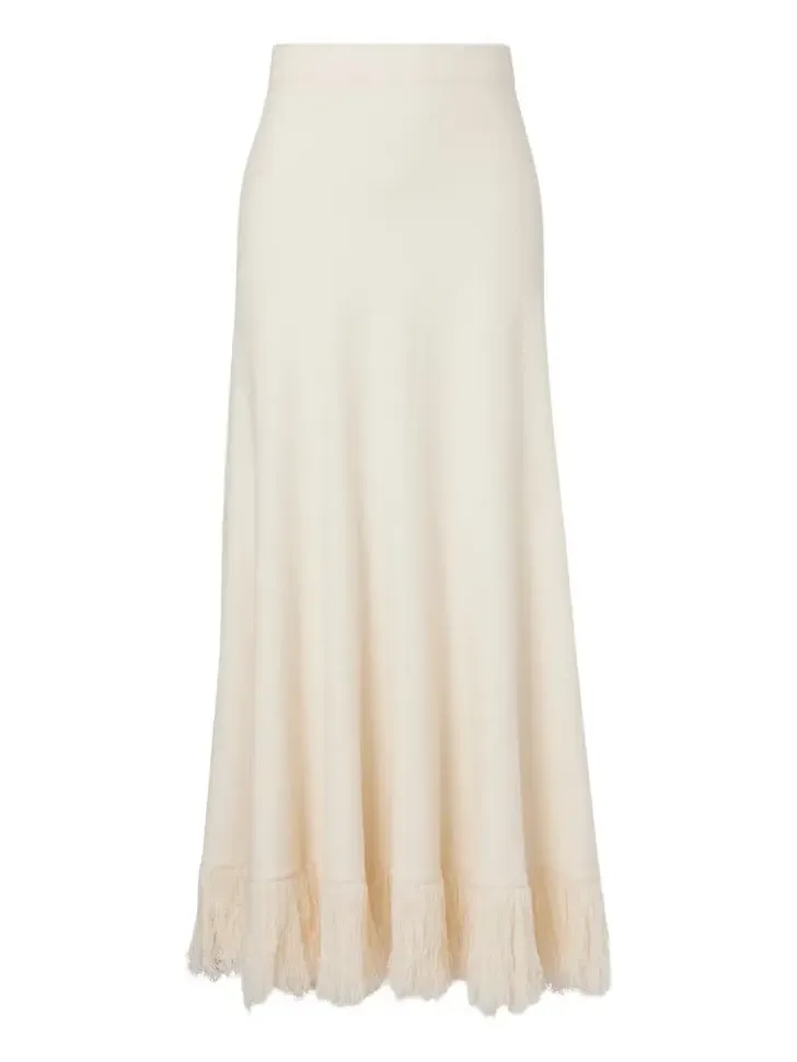 Knitted cotton-blend maxi skirt