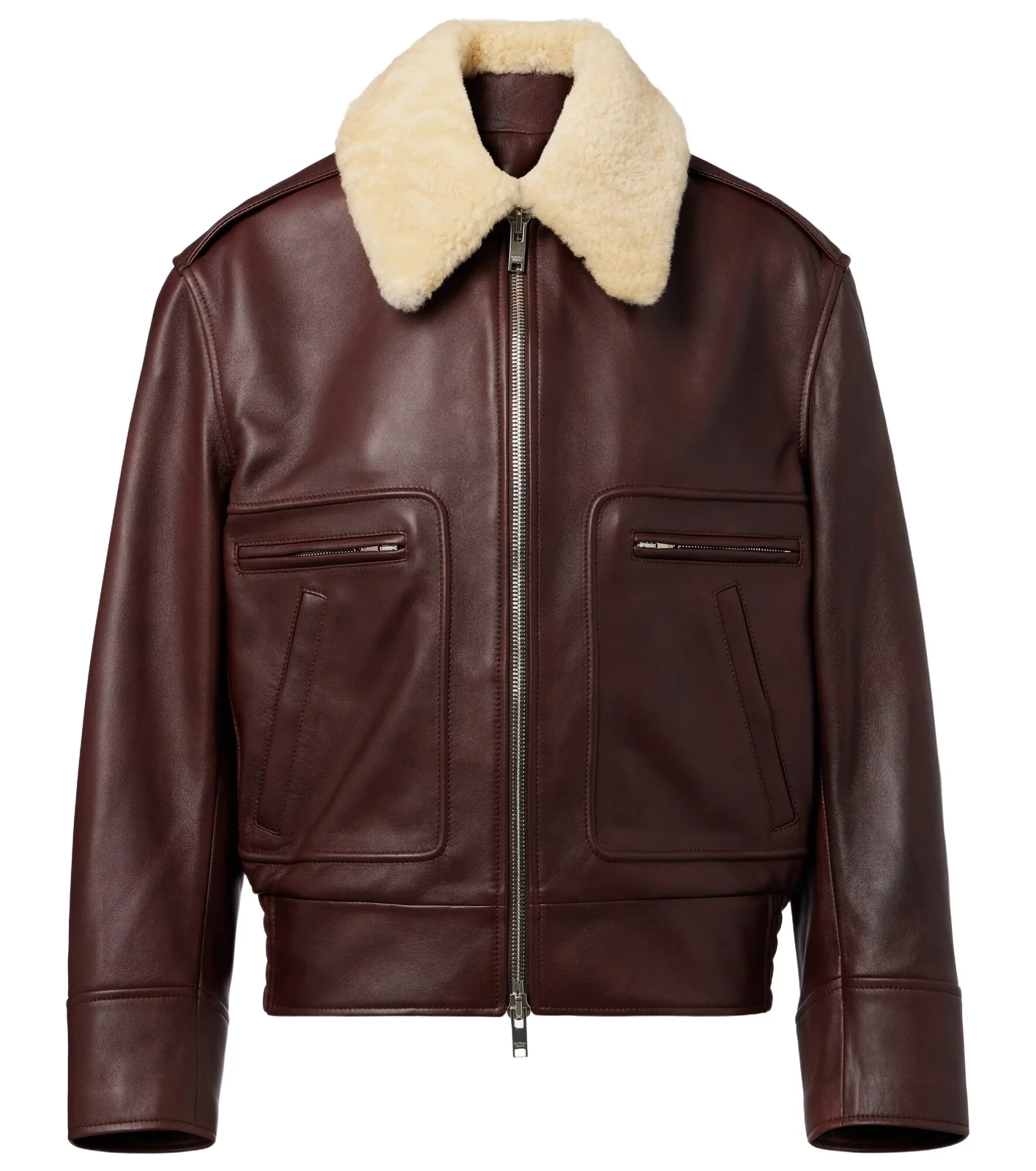 Shearling-trimmed leather jacket Shearling-trimmed leather jacket