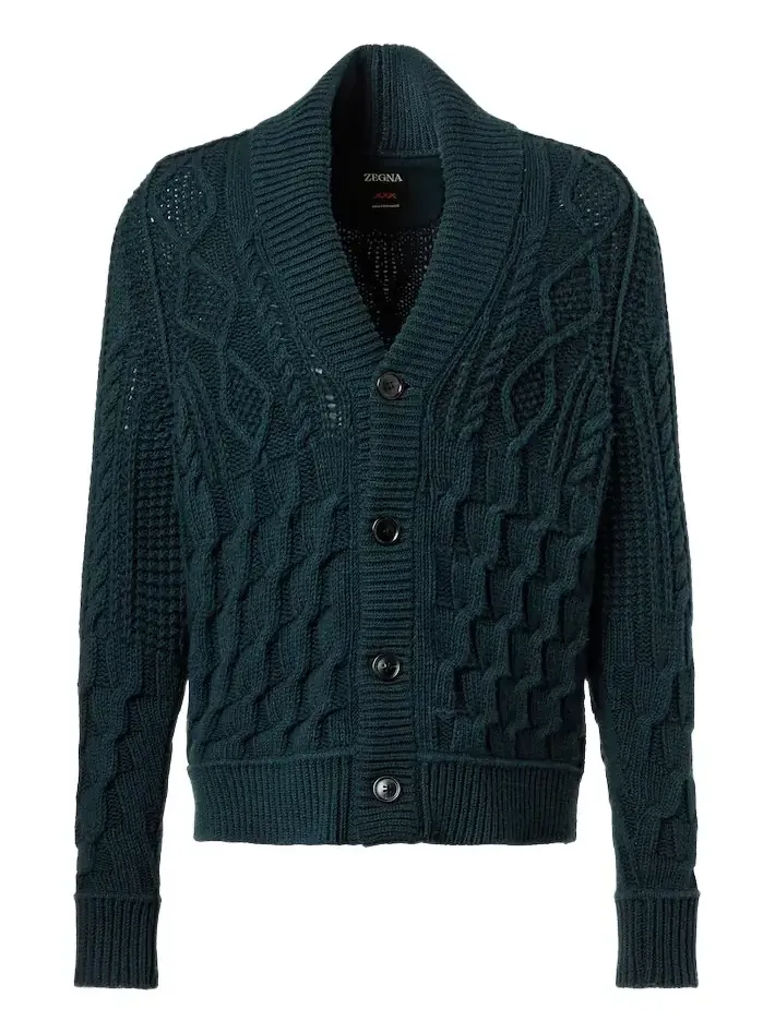 Cable-knit cashmere cardigan