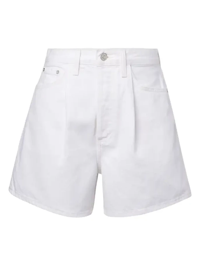 Rhoda pleated high-rise denim shorts
