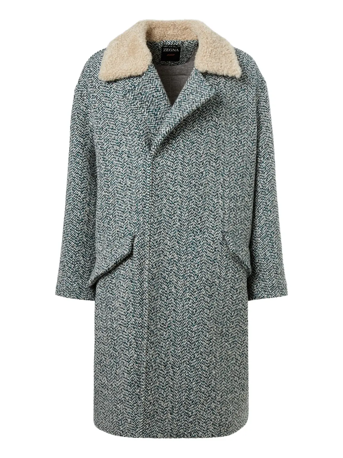 Herringbone wool and cashmere coat