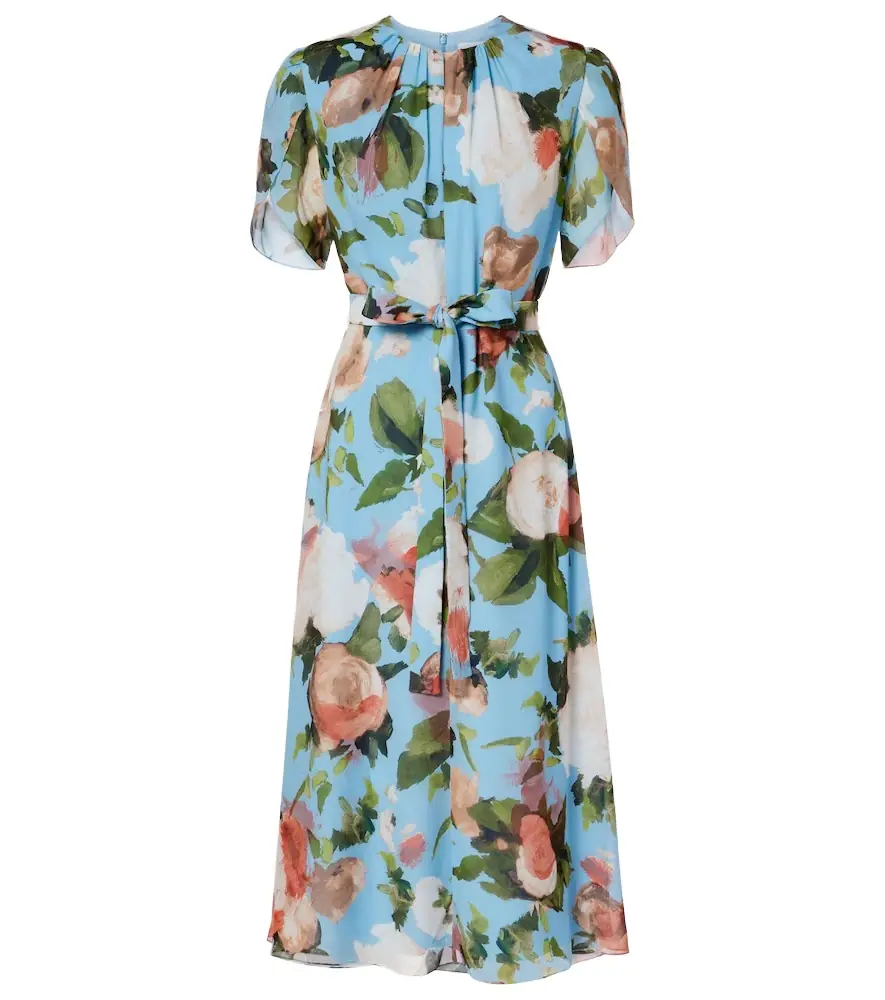 Erdem Floral silk voile midi dress