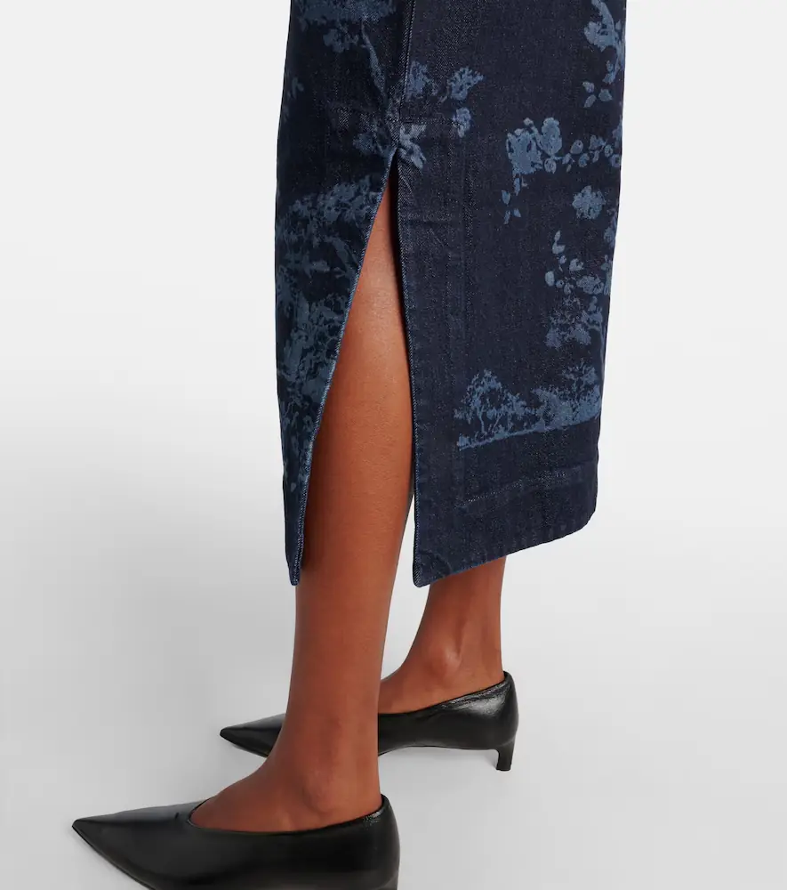 Erdem Printed cotton denim pencil dress | Thumbnail 3 Erdem Printed cotton denim pencil dress | Thumbnail 3