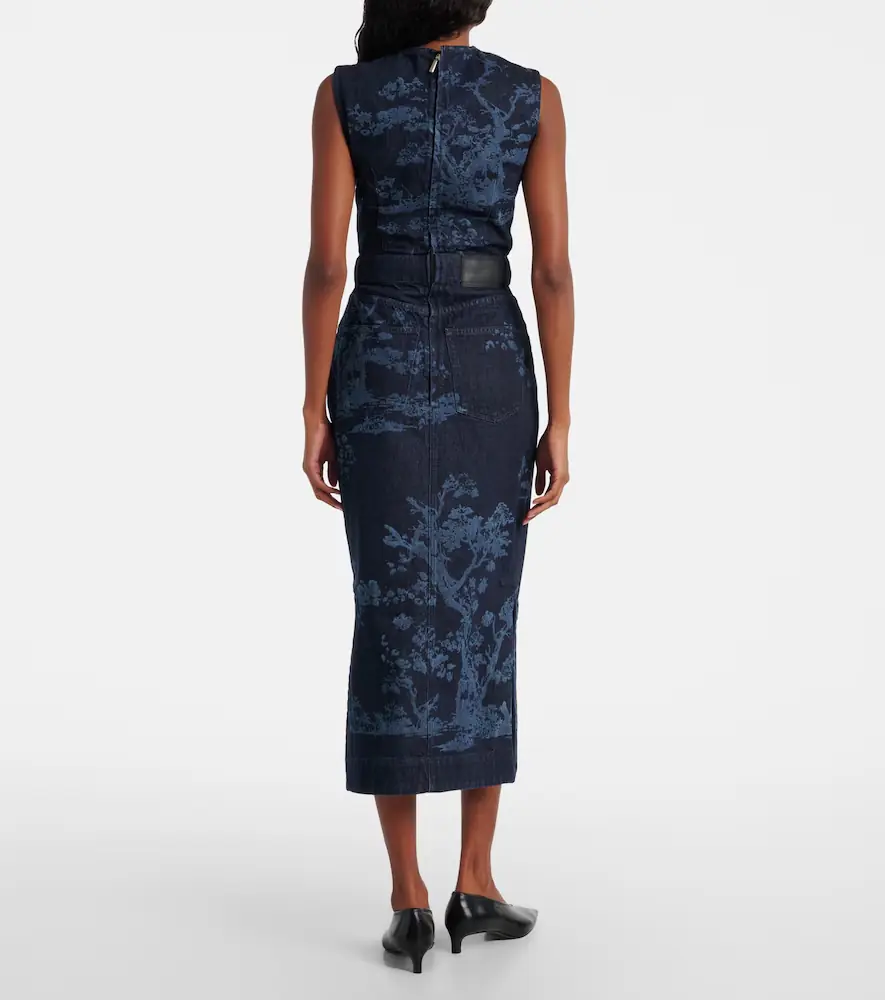 Erdem Printed cotton denim pencil dress | Thumbnail 6 Erdem Printed cotton denim pencil dress | Thumbnail 6