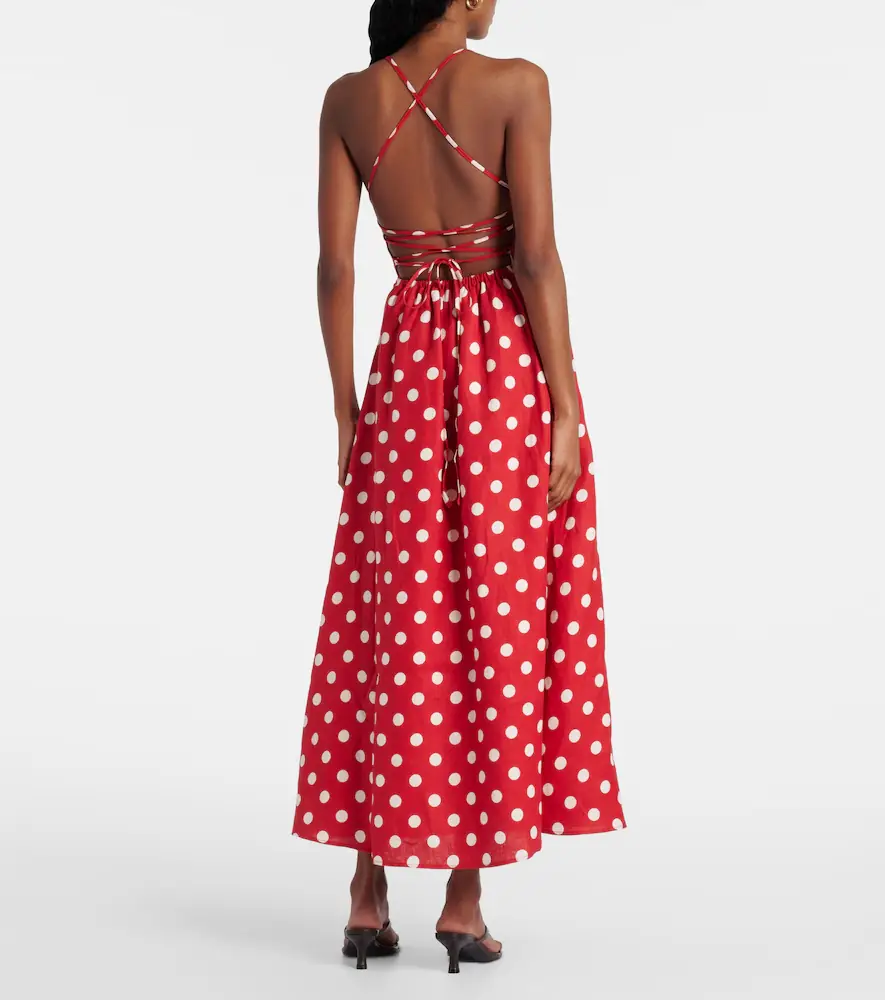 Posse Lori polka-dot linen maxi dress | Thumbnail 2