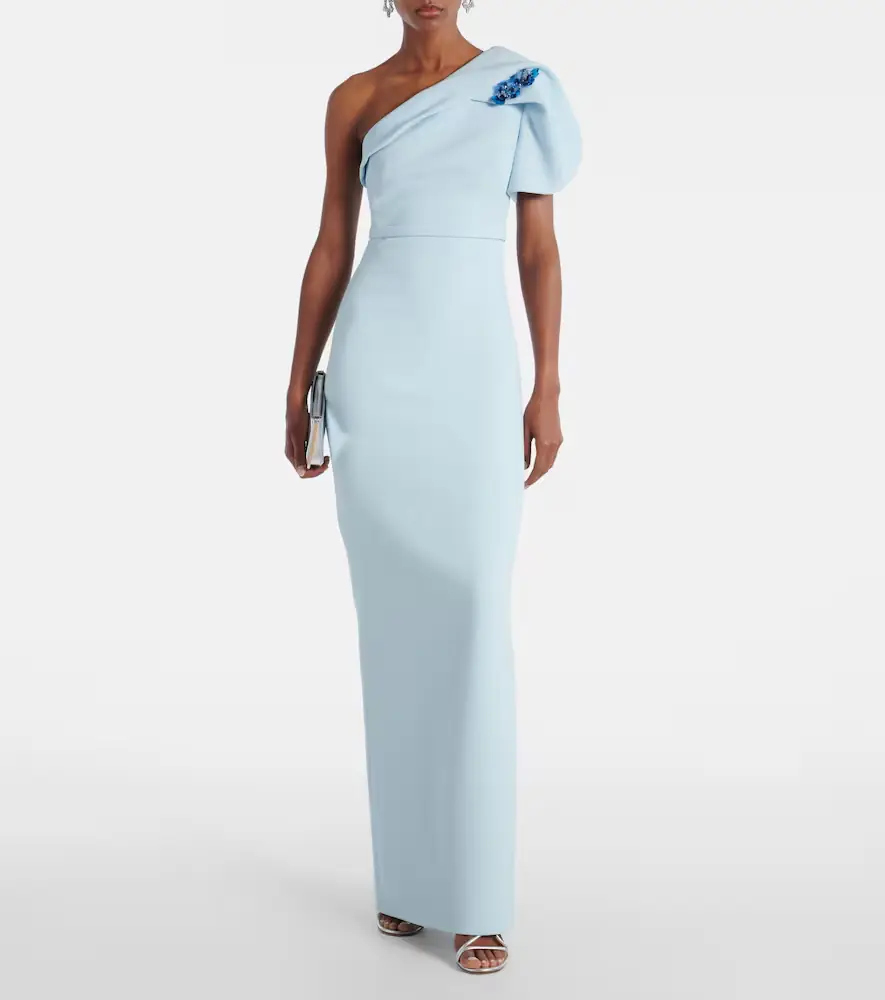 Safiyaa One-shoulder belted crêpe gown | Thumbnail 3