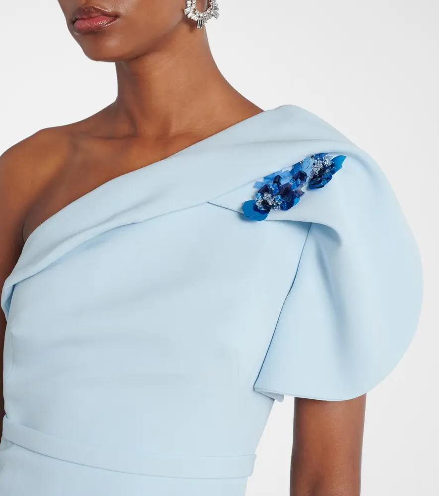 Safiyaa One-shoulder belted crêpe gown | Thumbnail 4