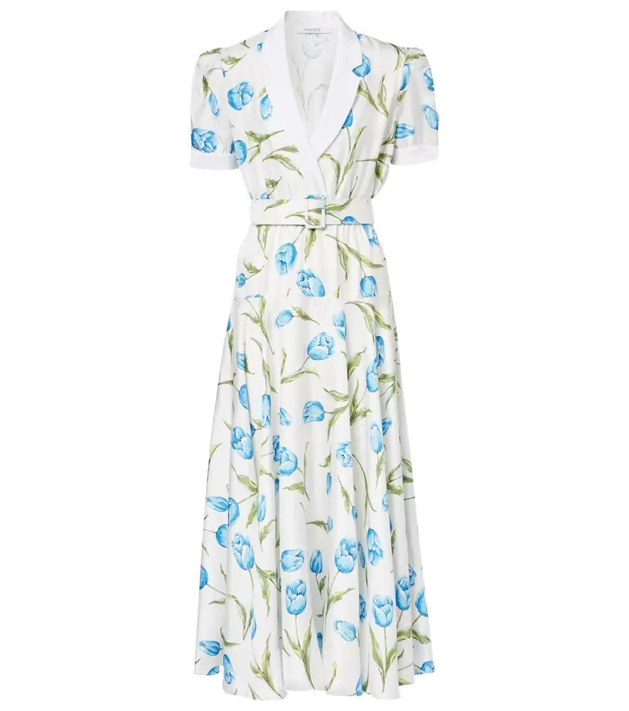 Rodarte Belted floral silk twill midi dress | Image 1 Rodarte Belted floral silk twill midi dress | Image 1