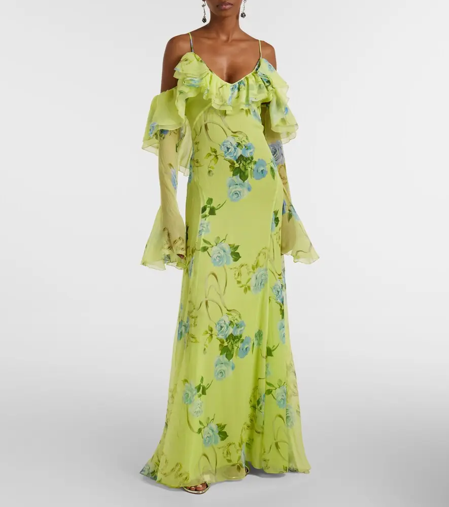 BLUMARINE Floral silk crêpe gown | Thumbnail 5 BLUMARINE Floral silk crêpe gown | Thumbnail 5