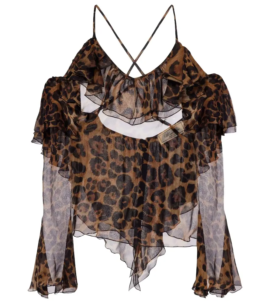 BLUMARINE Leopard-print draped silk top | Image 1 BLUMARINE Leopard-print draped silk top | Image 1