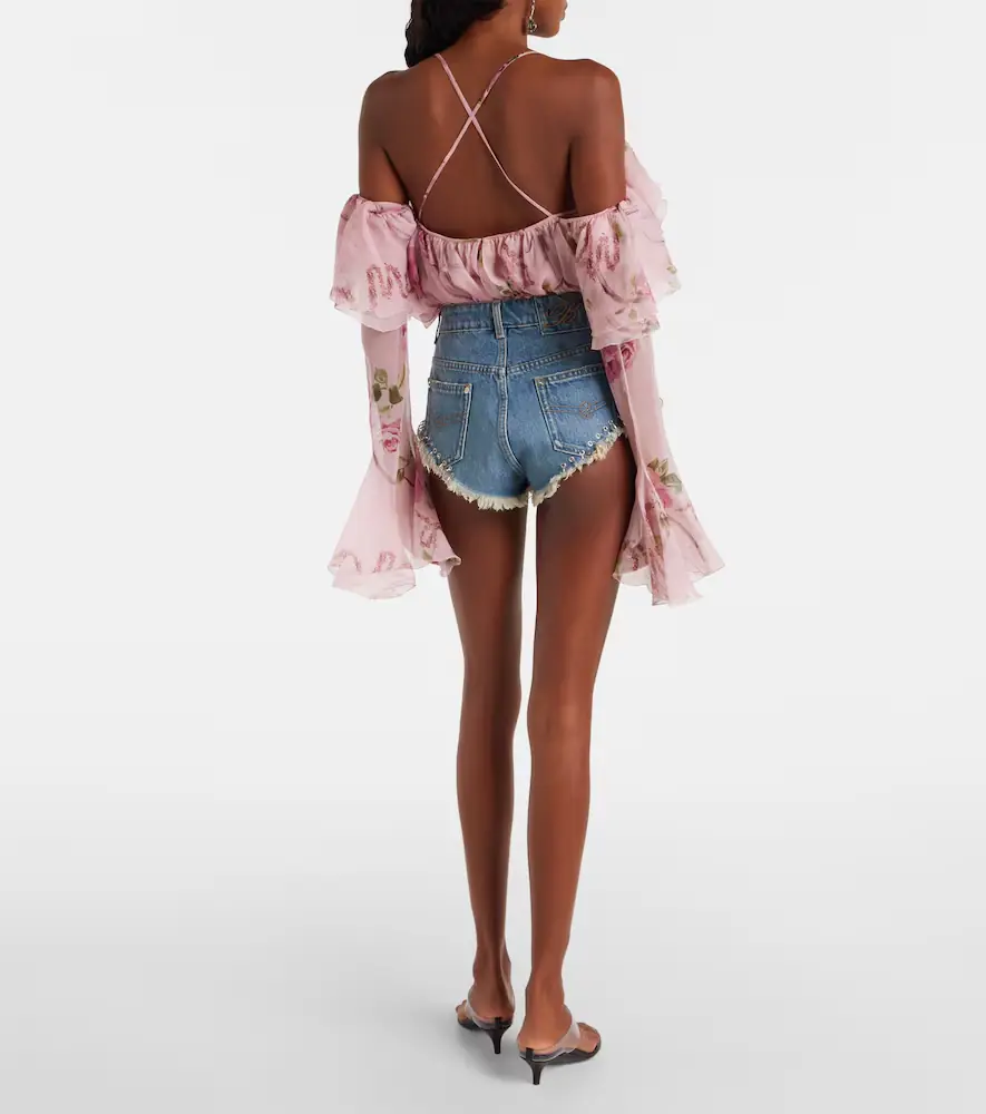 BLUMARINE Embellished denim shorts | Thumbnail 2