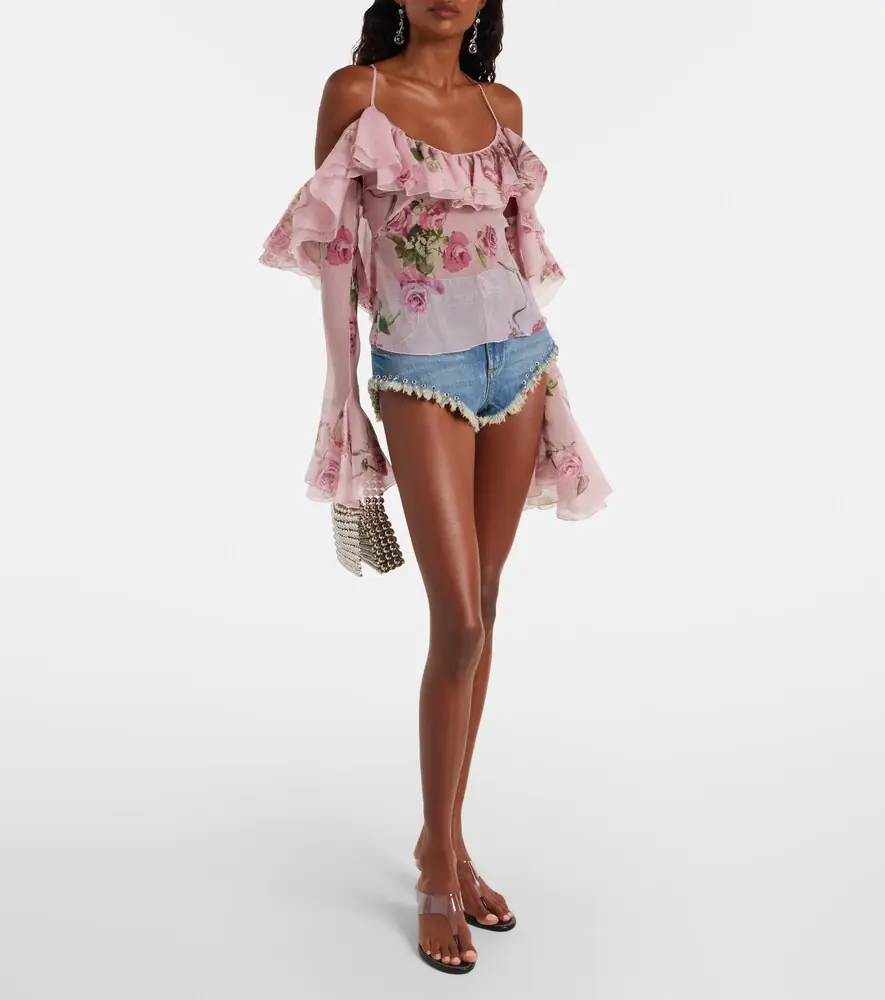 BLUMARINE Embellished denim shorts | Thumbnail 3