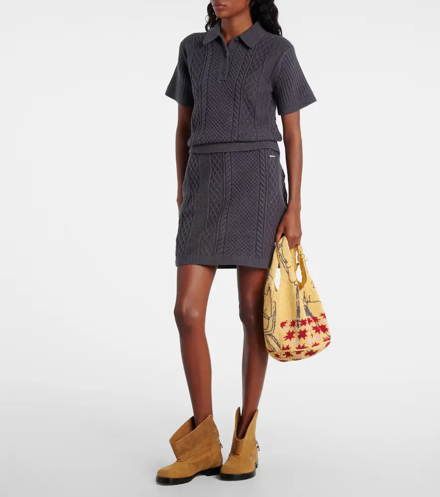 JW Anderson Cable-knit wool and cotton-blend polo shirt | Thumbnail 3