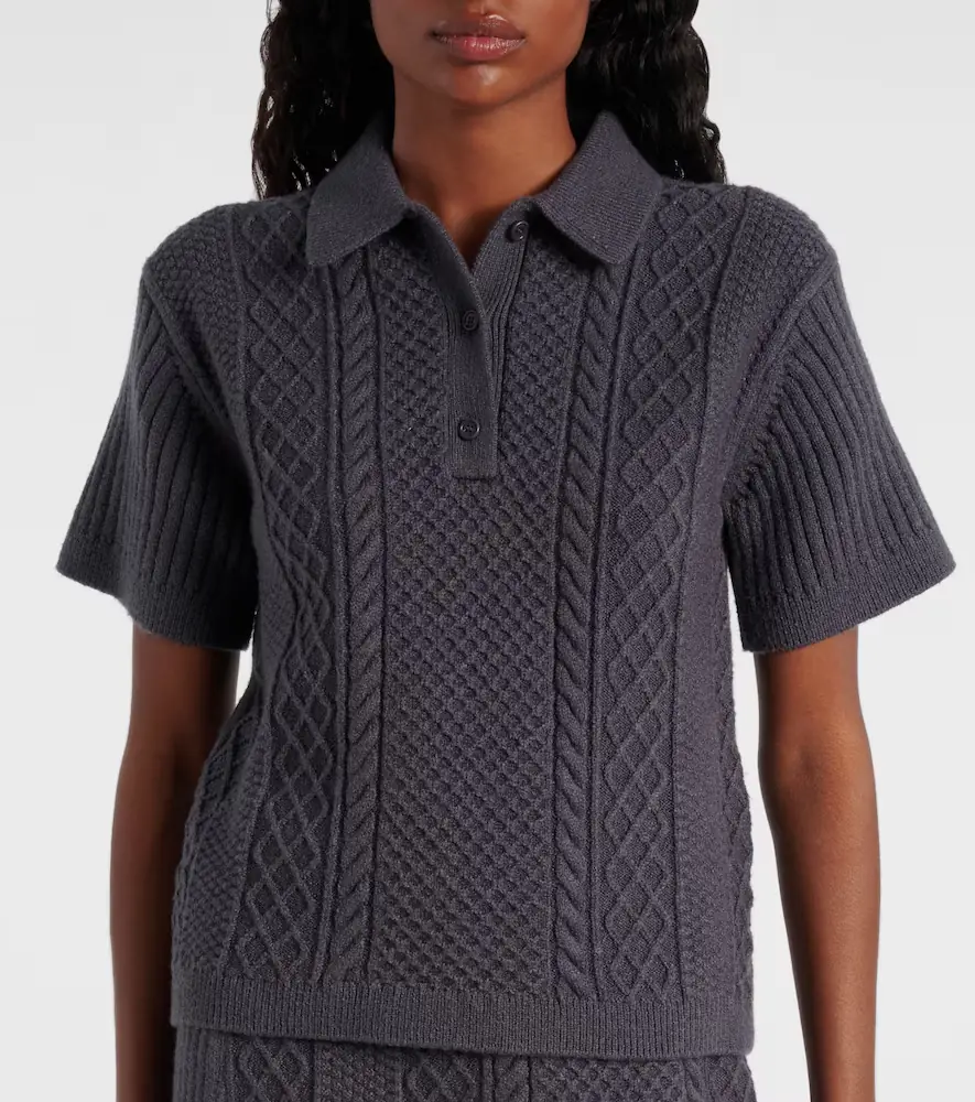 JW Anderson Cable-knit wool and cotton-blend polo shirt | Thumbnail 4
