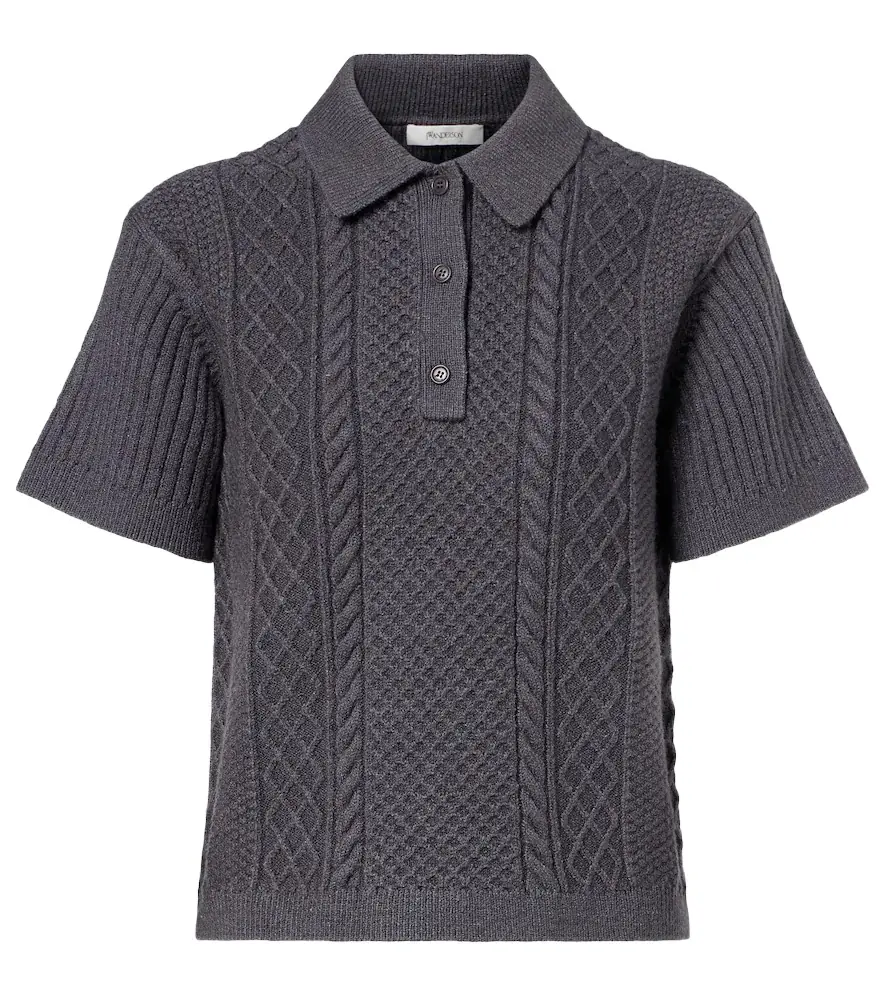 JW Anderson Cable-knit wool and cotton-blend polo shirt