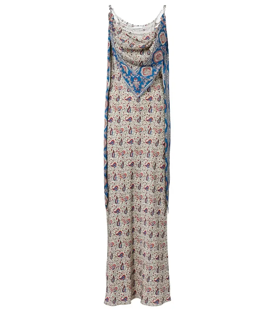 Rabanne Paisley scarf-detail satin slip dress | Image 1 Rabanne Paisley scarf-detail satin slip dress | Image 1