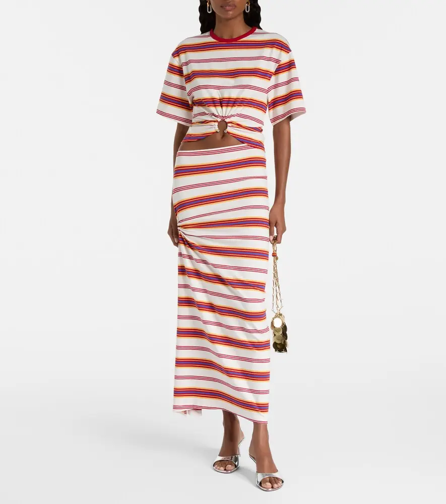 Rabanne Gathered striped cotton-blend T-shirt | Thumbnail 2
