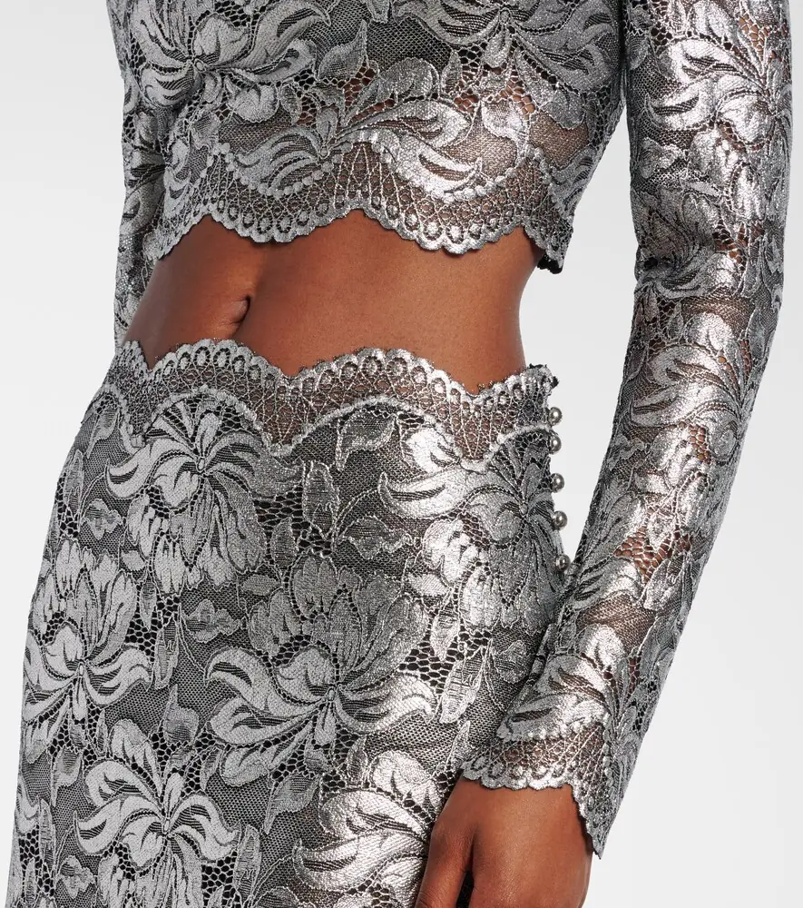 Rabanne Floral cropped lace top | Thumbnail 4