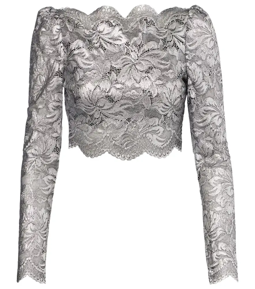 Rabanne Floral cropped lace top