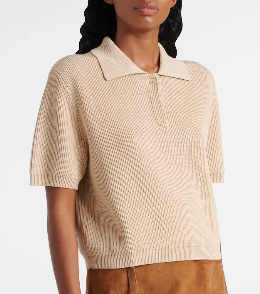 Vince Ribbed-knit silk and cotton polo shirt | Thumbnail 4