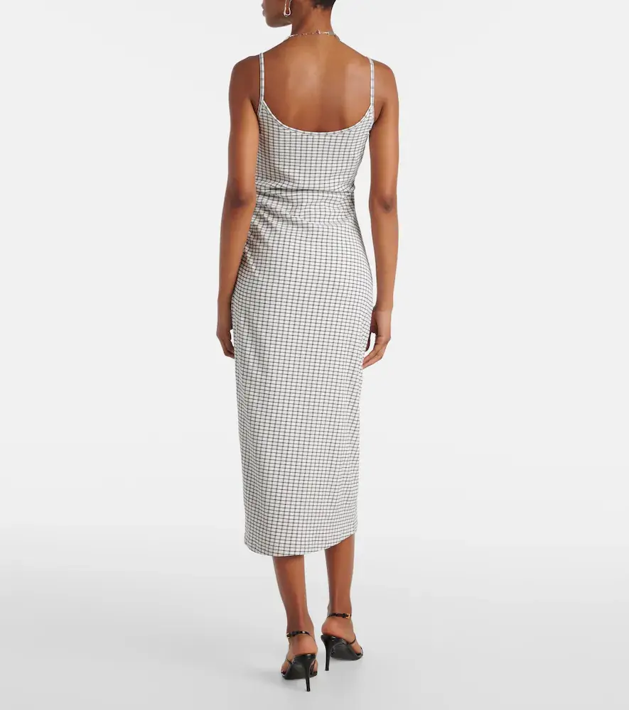 Vince Checked ruched midi dress | Thumbnail 2