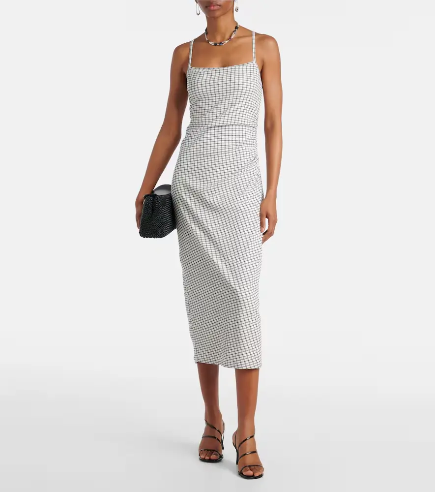 Vince Checked ruched midi dress | Thumbnail 3