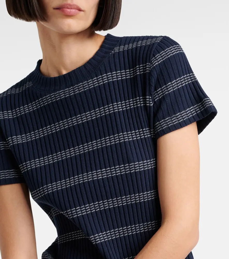 Vince Ribbed-knit striped cotton-blend T-shirt | Thumbnail 3 Vince Ribbed-knit striped cotton-blend T-shirt | Thumbnail 3