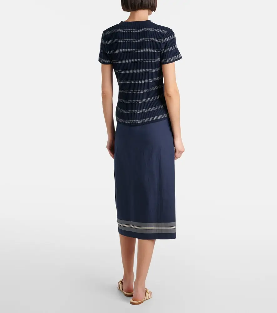 Vince Ribbed-knit striped cotton-blend T-shirt | Thumbnail 4 Vince Ribbed-knit striped cotton-blend T-shirt | Thumbnail 4