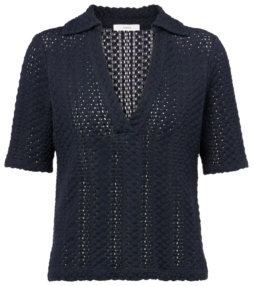 Vince Open-knit cotton polo shirt