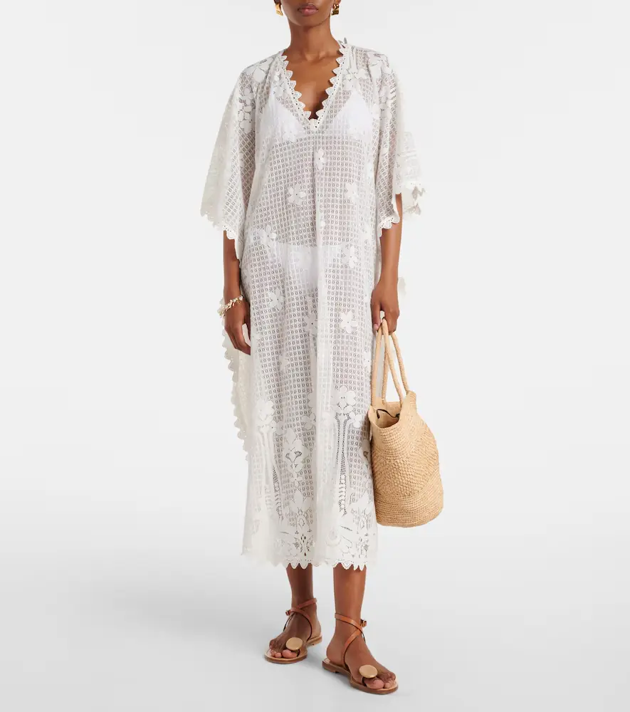 Melissa Odabash Josephine ruffled cotton-blend kaftan | Thumbnail 4