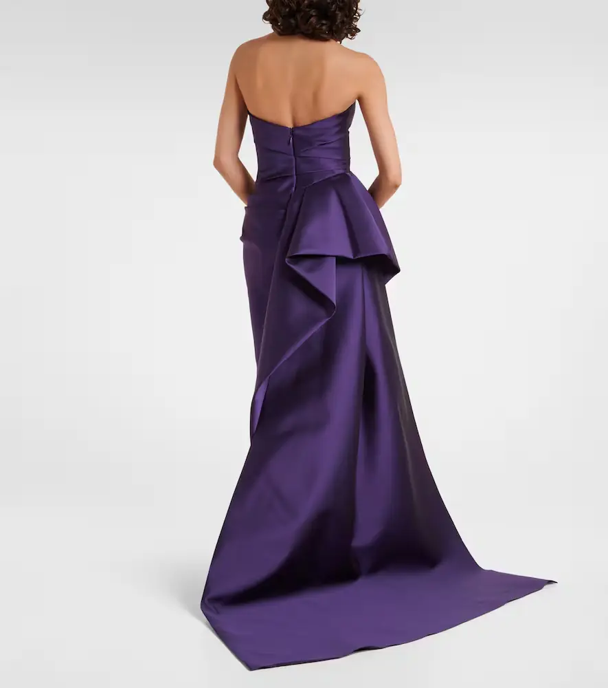 MONIQUE LHUILLIER Draped strapless mikado gown | Thumbnail 2