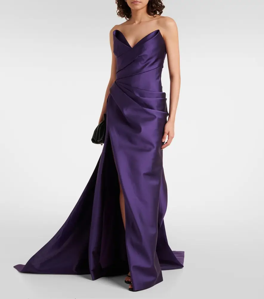 MONIQUE LHUILLIER Draped strapless mikado gown | Thumbnail 4
