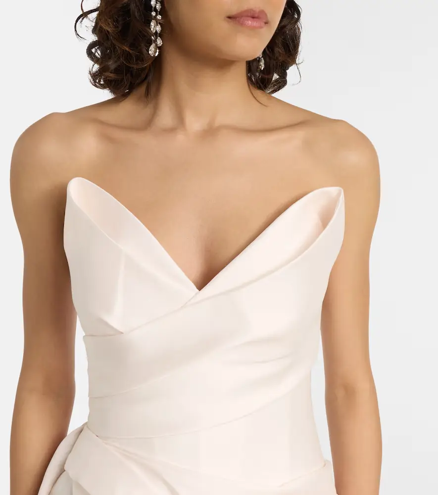MONIQUE LHUILLIER Draped strapless mikado gown | Thumbnail 5