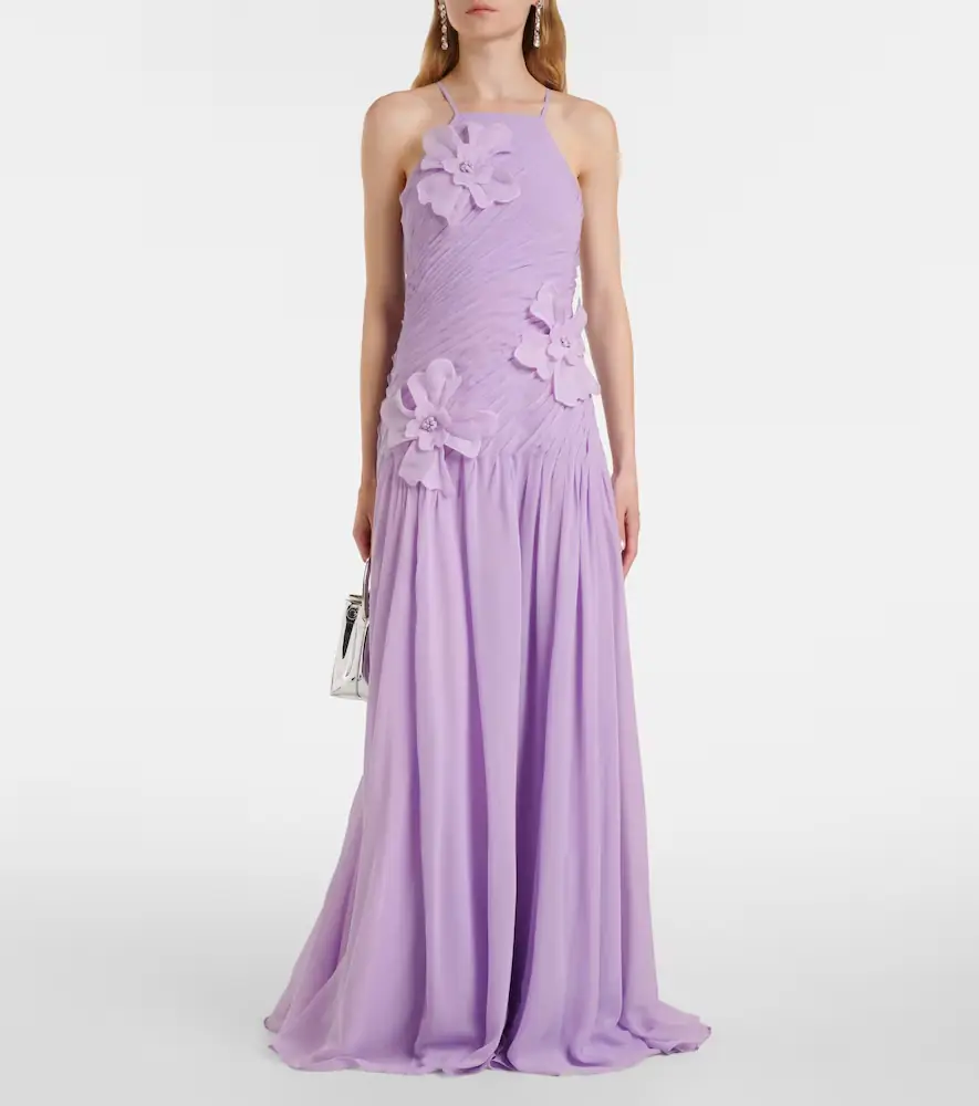 Leo Lin Amaya floral-appliqué gathered gown | Thumbnail 2