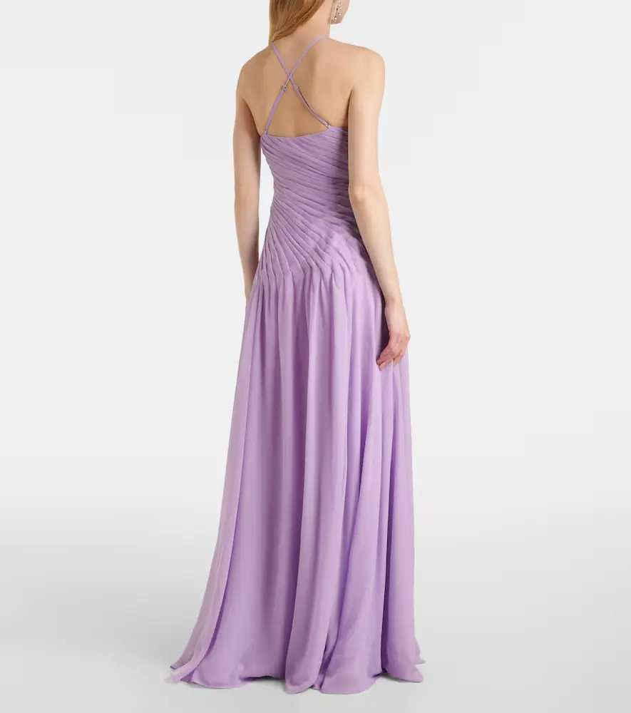 Leo Lin Amaya floral-appliqué gathered gown | Thumbnail 4