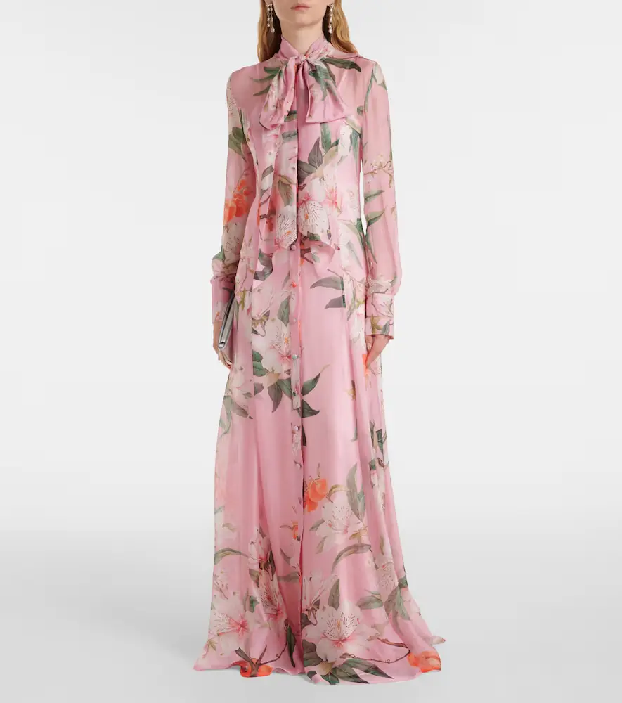 Leo Lin Lilith bow-detail floral chiffon maxi dress | Thumbnail 4