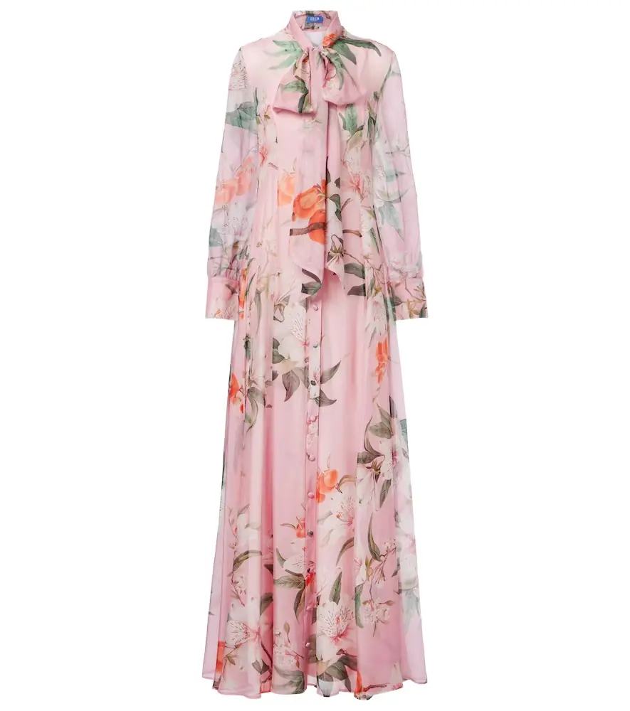 Lilith bow-detail floral chiffon maxi dress Lilith bow-detail floral chiffon maxi dress