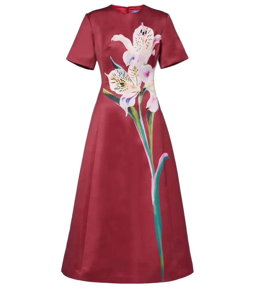 Leo Lin Caroline floral satin midi dress | Image 1 Leo Lin Caroline floral satin midi dress | Image 1