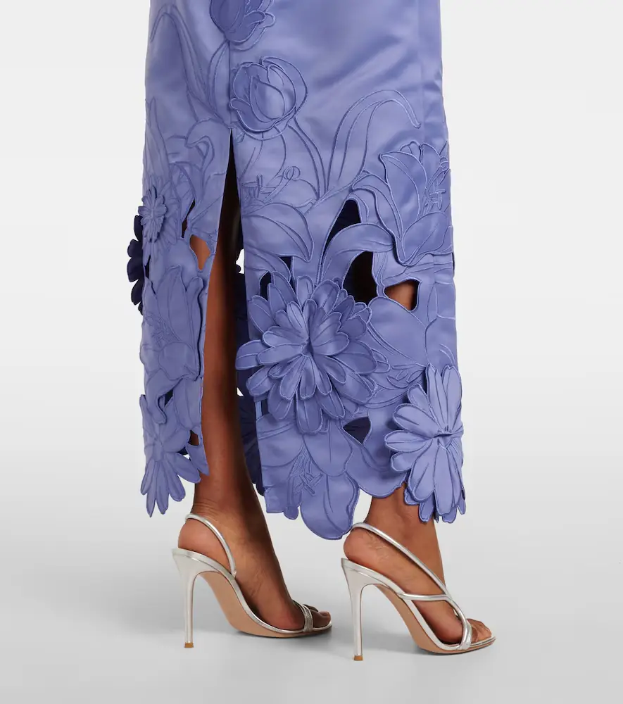 Leo Lin Rayna floral-appliqué satin maxi dress | Thumbnail 3