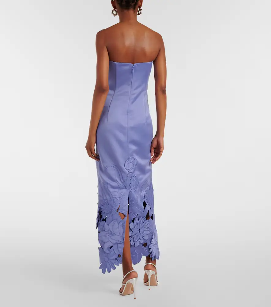 Leo Lin Rayna floral-appliqué satin maxi dress | Thumbnail 4