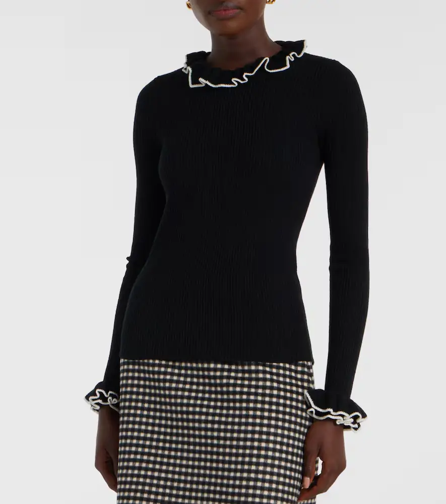 Valentino Ruffled virgin wool sweater | Thumbnail 3 Valentino Ruffled virgin wool sweater | Thumbnail 3