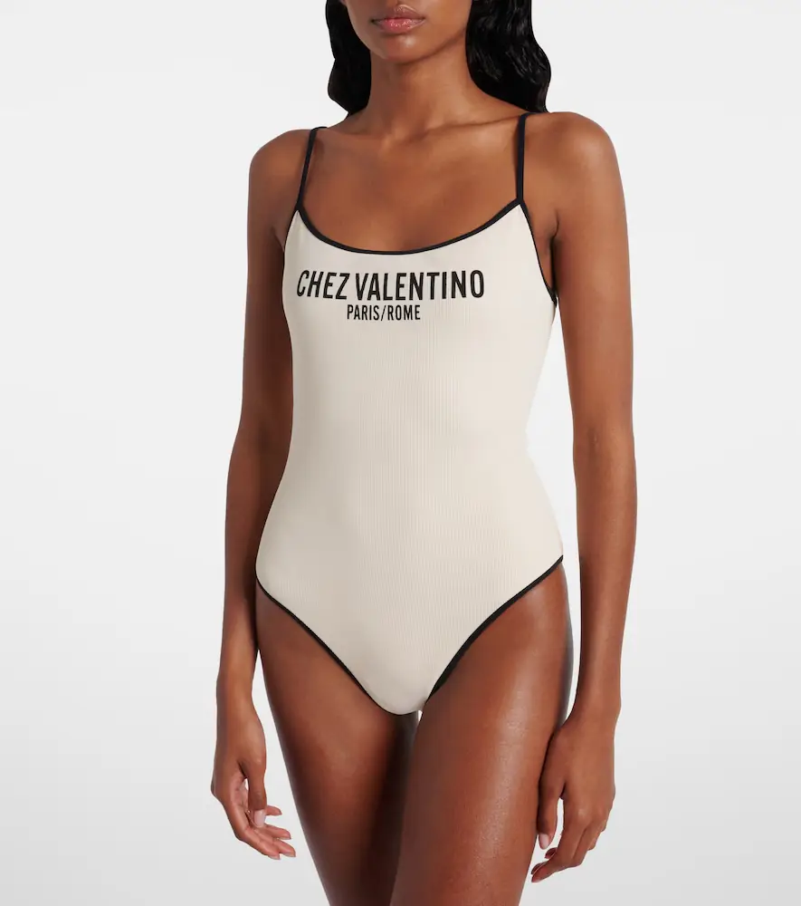 Valentino Logo printed piqué swimsuit | Thumbnail 2