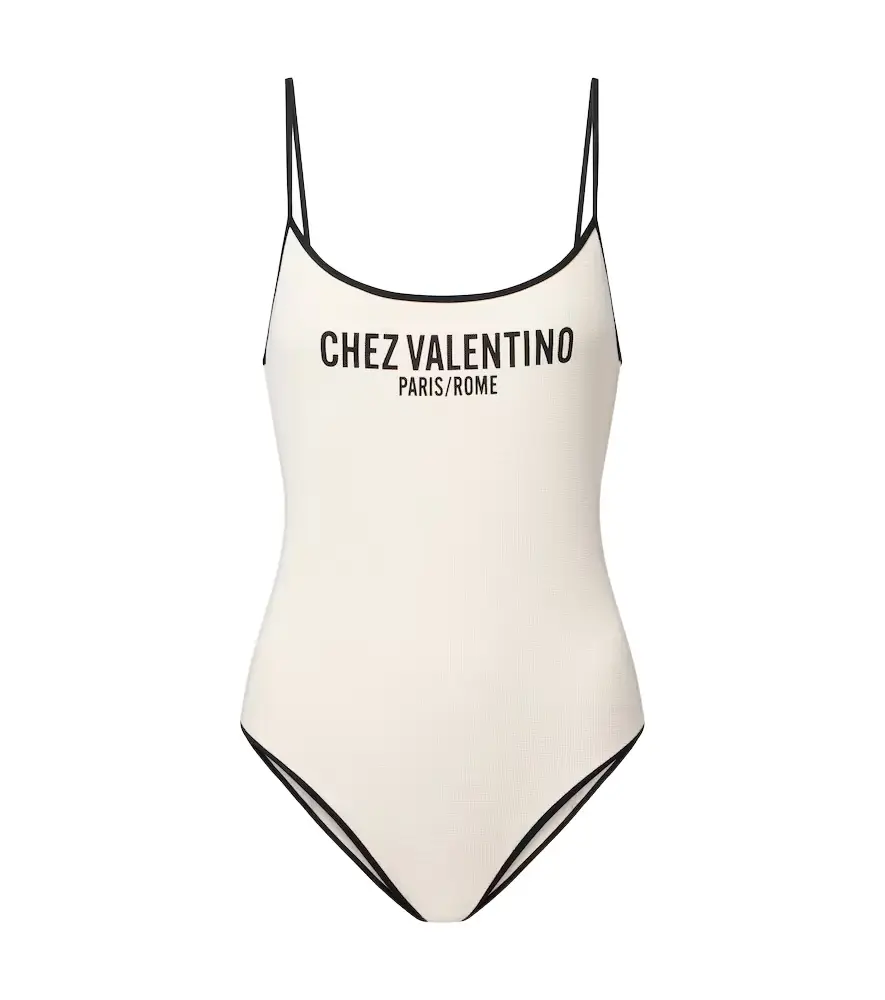 Valentino Logo printed piqué swimsuit