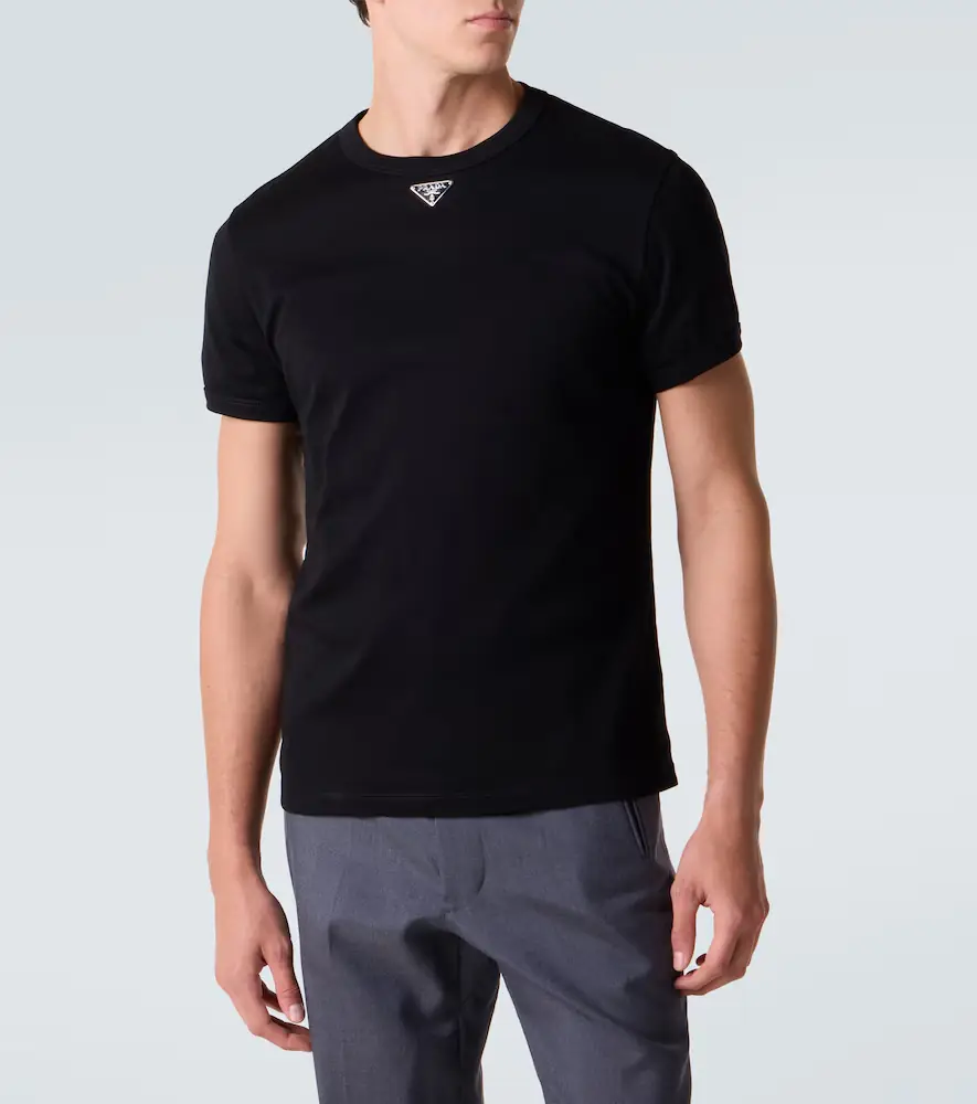 Prada Triangle cotton jersey T-shirt | Thumbnail 3 Prada Triangle cotton jersey T-shirt | Thumbnail 3