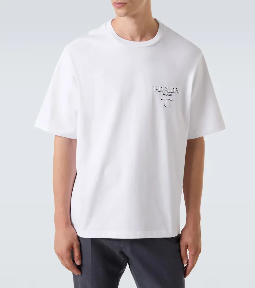 Prada Logo oversized cotton jersey T-shirt | Thumbnail 2