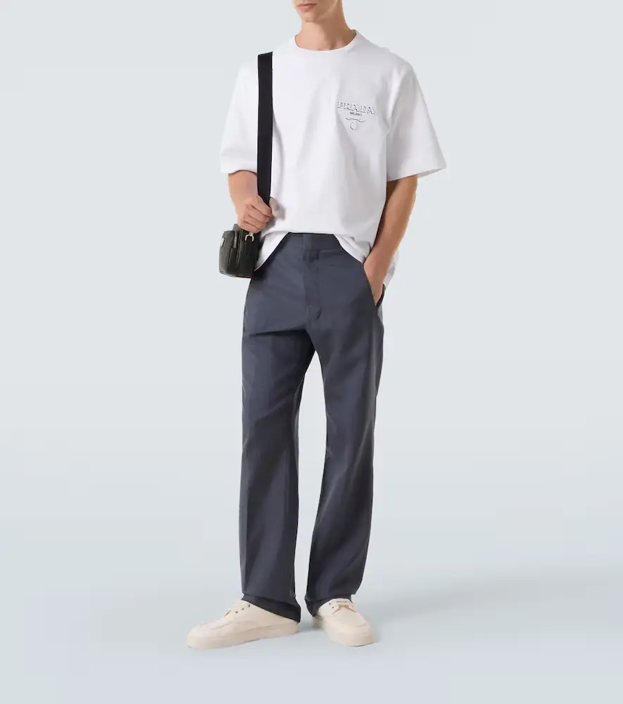 Prada Logo oversized cotton jersey T-shirt | Thumbnail 3