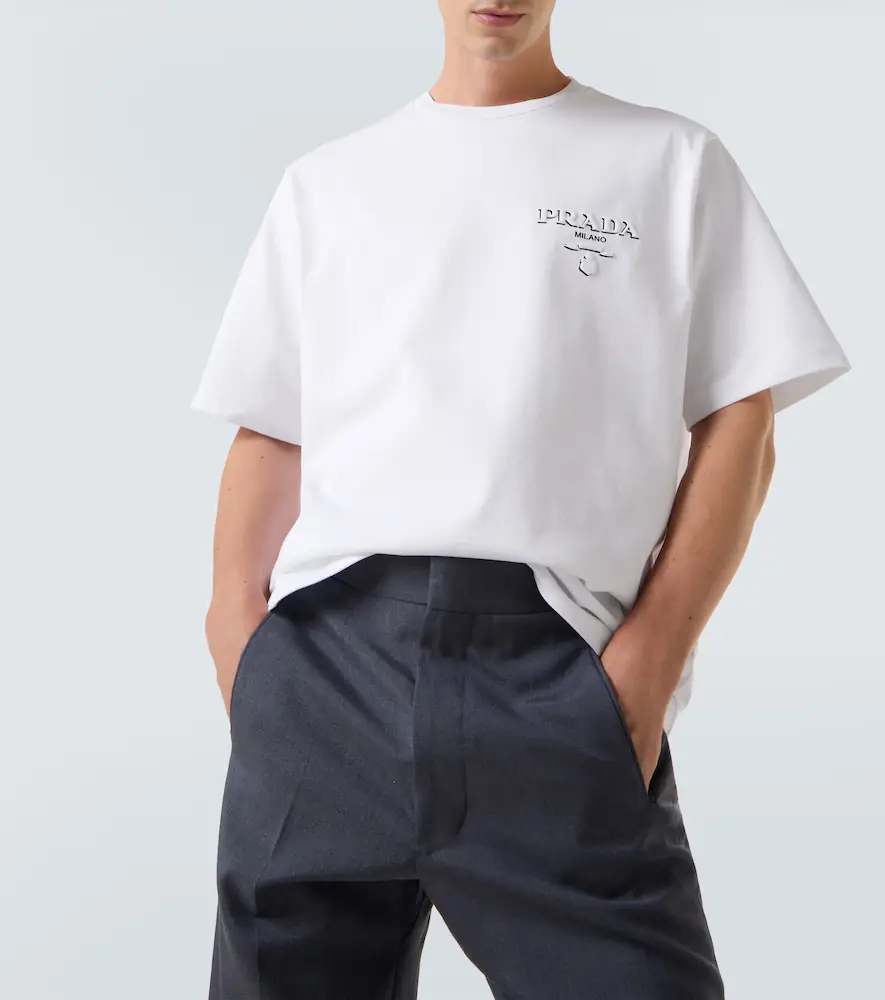 Prada Logo oversized cotton jersey T-shirt | Thumbnail 5