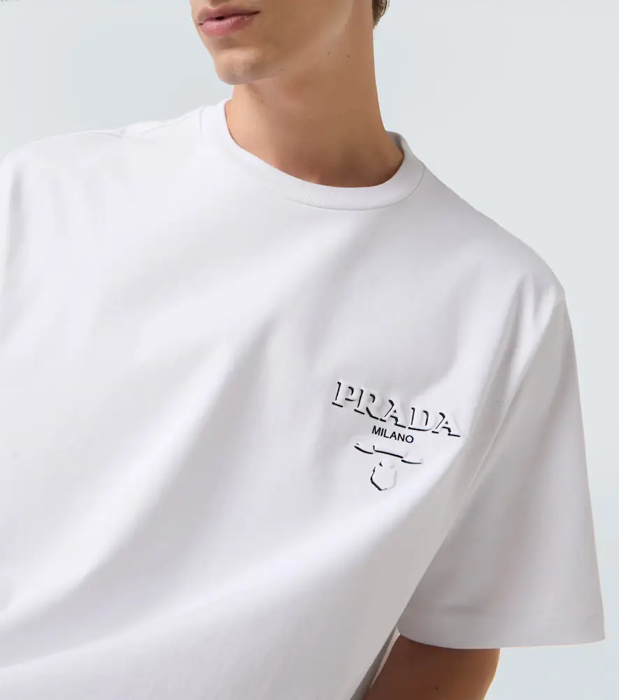 Prada Logo oversized cotton jersey T-shirt | Thumbnail 6