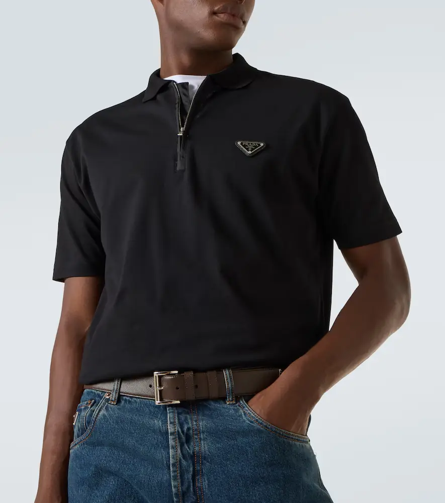 Prada Re-Nylon-trimmed cotton piqué polo shirt | Thumbnail 3